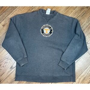 Vintage Tennessee Volunteers Sweatshirt Embroidered Gray Crewneck Size Large